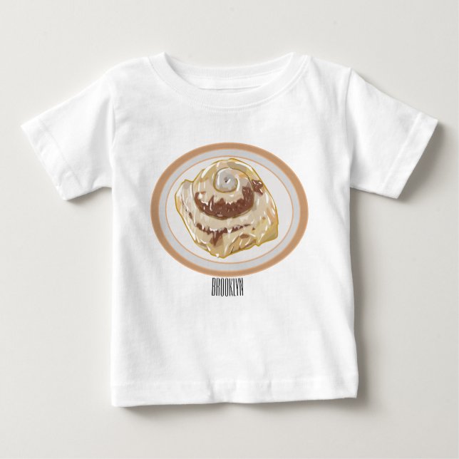 T-shirt Pour Bébé Caricature en rouleau de cannelle (Devant)