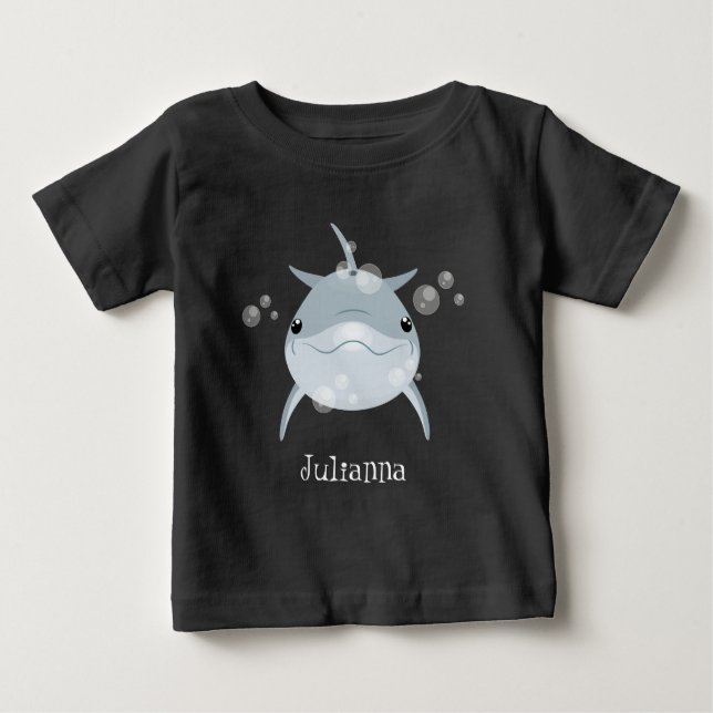 T-shirt Pour Bébé Caricature joli dauphin kawaii kawaii (Devant)
