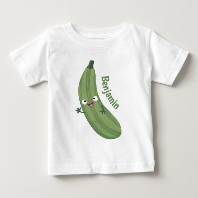 T-shirt Pour Bébé Caricature joyeux de courgettes mignonnes (Devant)
