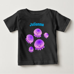 T-shirt Pour Bébé Caricature kawaii de méduse violette rose mou