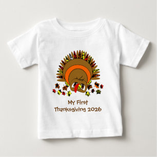 T-shirt Pour Bébé Caricature mignonne Thanksgiving Turquie