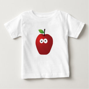 T-shirt Pour Bébé Caricature originale pomme rouge avec yeux