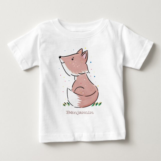 T-shirt Pour Bébé Caricature pour bébé renard (Devant)