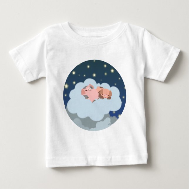 T-shirt Pour Bébé Caricature pour bébés Piglets en verre (Devant)