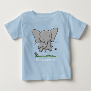 T-shirt Pour Bébé Caricature sur l'éléphant volant mignon