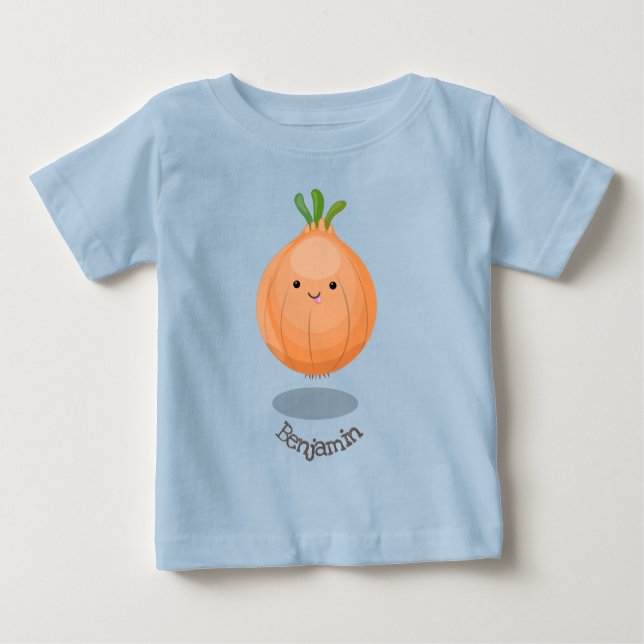 T-shirt Pour Bébé Caricature vert oignon brun joli (Devant)