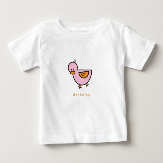 T-shirt Pour Bébé Caricature Whimsical mignon fille rose douce canar (Devant)