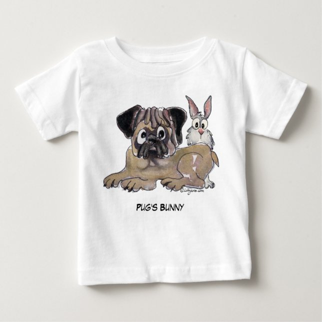 T-shirt Pour Bébé Carlin Bunny mignon chien de dessin (Devant)