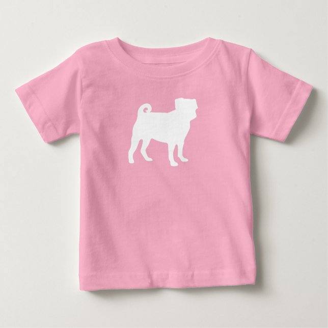 T-shirt Pour Bébé Carlin chien Baby shower rose chiot fille (Devant)