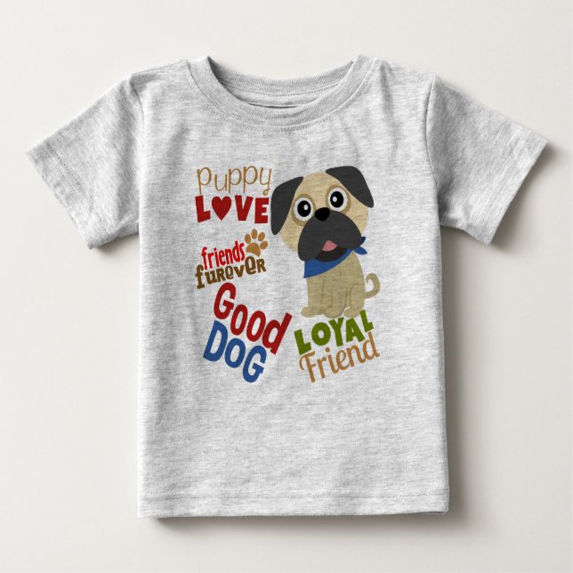T-shirt Pour Bébé Carlin Dog meilleur ami (Devant)