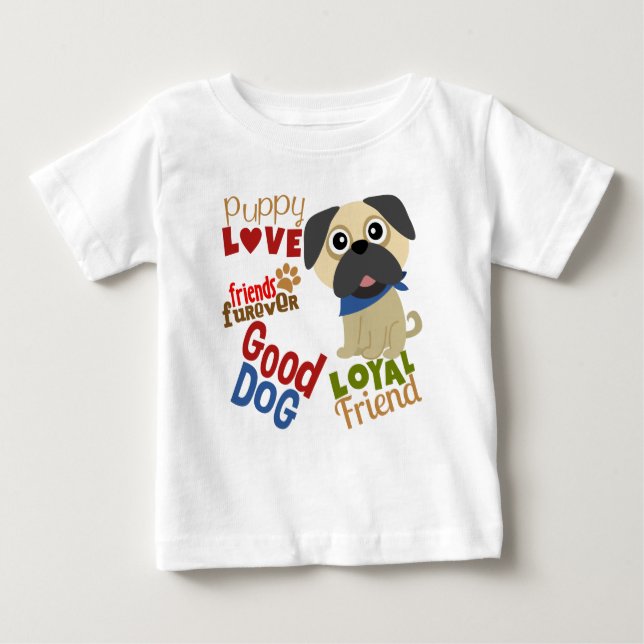 T-shirt Pour Bébé Carlin Dog meilleur ami (Devant)