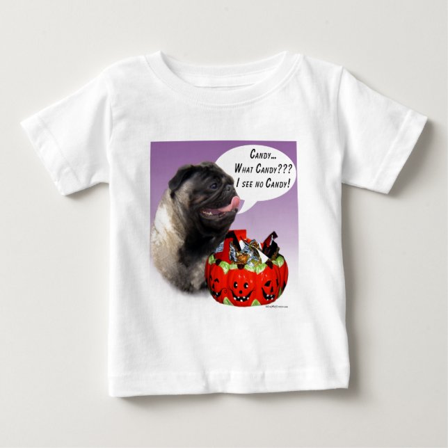T-shirt Pour Bébé Carlin (fawn) Halloween Candy (Devant)