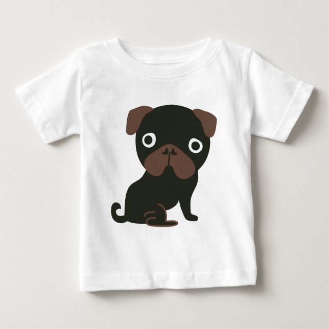 T-shirt Pour Bébé Carlin noir (Devant)