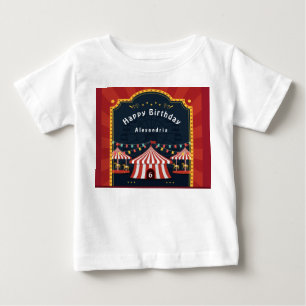 T-shirt Pour Bébé Carnaval de cirque vintage Rouge Joyeux âge d'ann