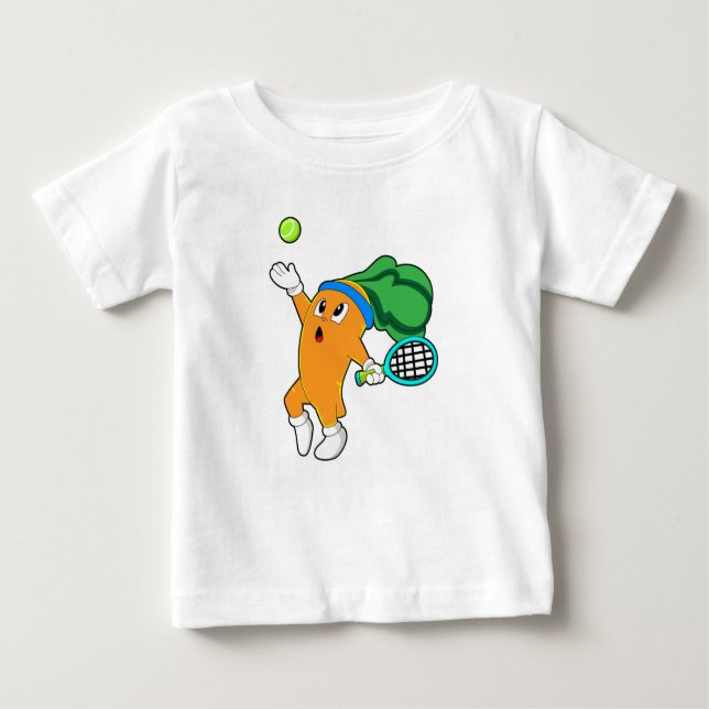 T-shirt Pour Bébé Carotte au tennis avec raquette de tennis (Devant)