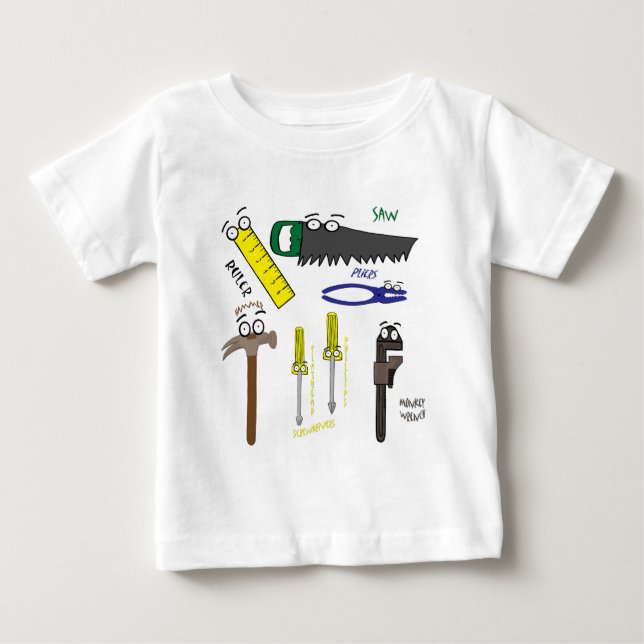 T-shirt Pour Bébé Carpenter Outils Whimsical Dessin (Devant)