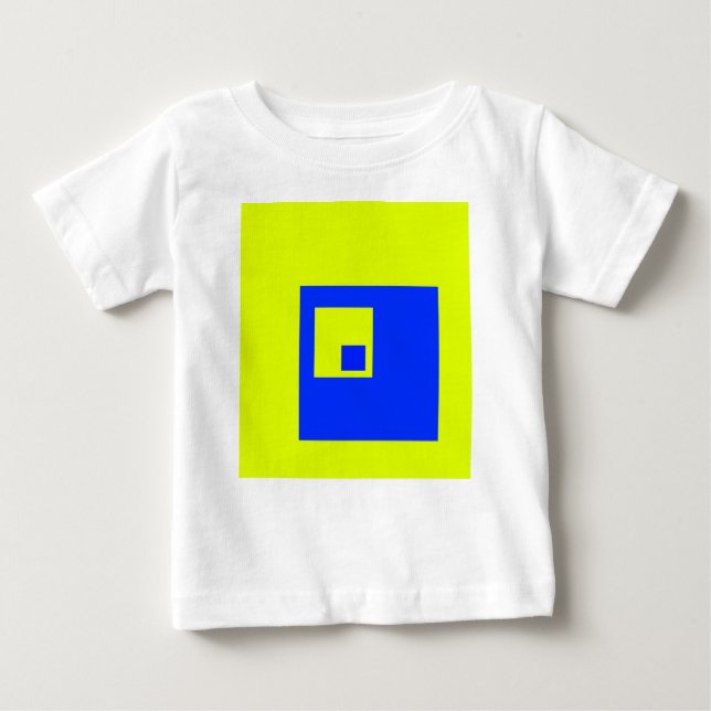 T-shirt Pour Bébé Carré jaune et bleu (Devant)