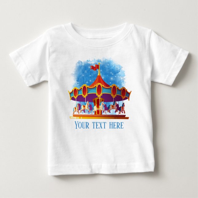T-shirt Pour Bébé carrousel pour enfants unisex mignon ajouter du te (Devant)