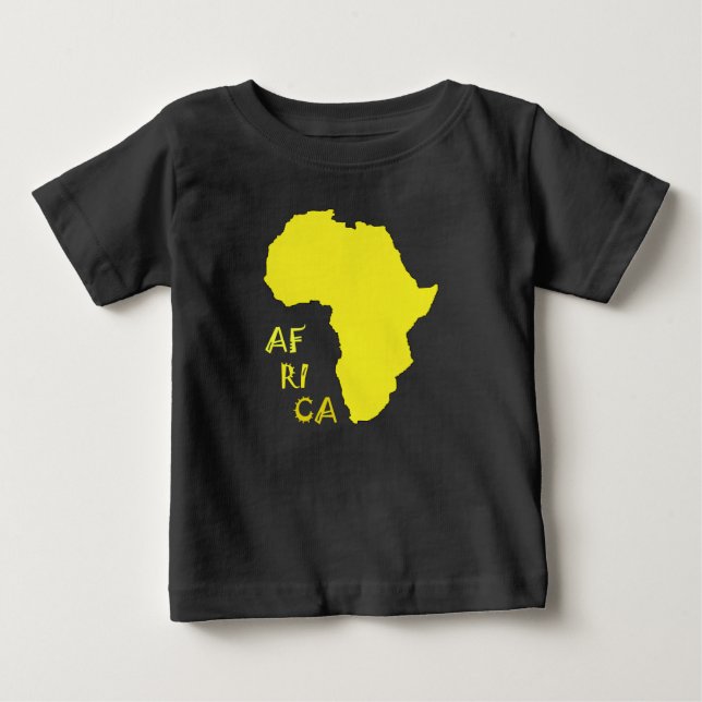 T-shirt Pour Bébé Carte d'Afrique jaune funky (Devant)