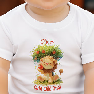 T-shirt Pour Bébé Carte d'anniversaire de lion souriant mignon et po