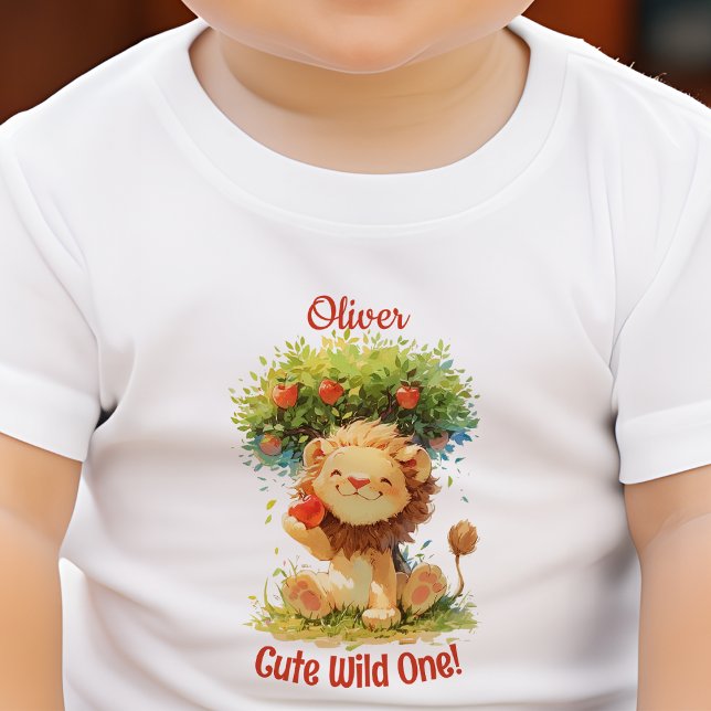 T-shirt Pour Bébé Carte d'anniversaire Lion Souriant Mignon et Pommi (Créateur téléchargé)