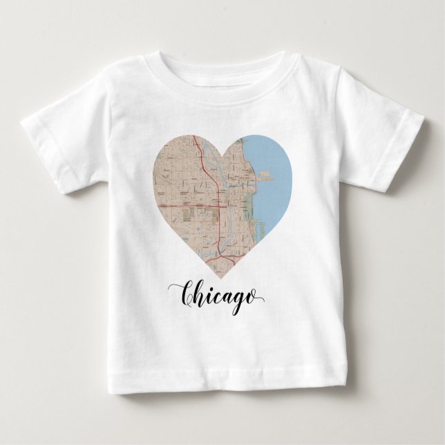T-shirt Pour Bébé Carte de coeur de Chicago (Devant)