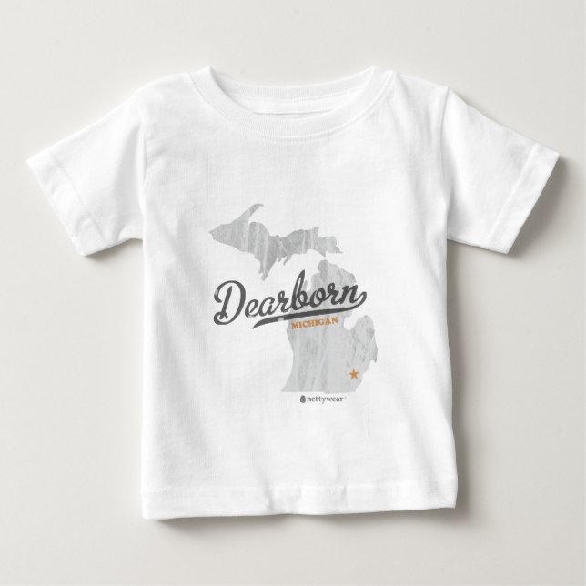 T-shirt Pour Bébé Carte de Dearborn Michigan (Devant)
