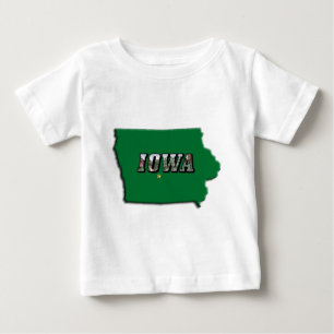 T-shirt Pour Bébé Carte de l'État de l'Iowa Plan vert & Texte photo