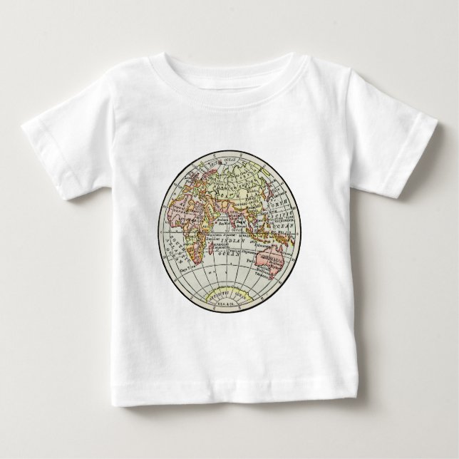 T-shirt Pour Bébé Carte de l'hémisphère oriental Globe Travel Art (Devant)
