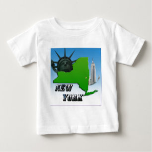 T-shirt Pour Bébé Carte de New York, Statue de la Liberté, Monument