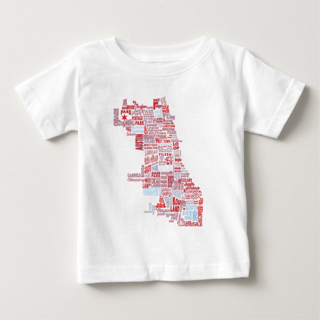 T-shirt Pour Bébé Carte de voisinage de Chicago (Devant)