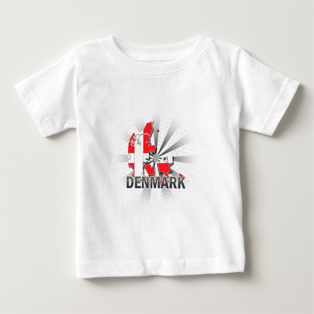 T-shirt Pour Bébé Carte Drapeau Danemark 2.0 (Devant)
