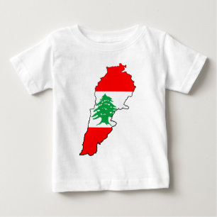T-shirt Pour Bébé Carte du Liban avec drapeau