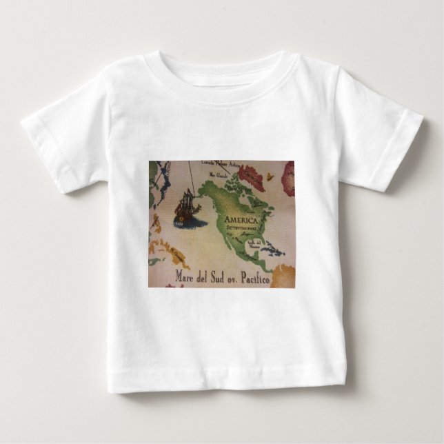 T-shirt Pour Bébé Carte du monde - Amérique (Devant)