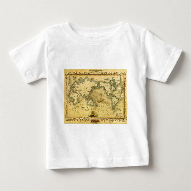 T-shirt Pour Bébé Carte du monde antique (Devant)