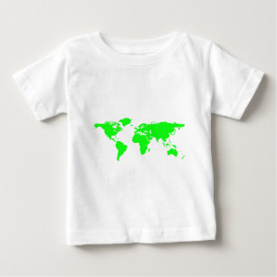 T-shirt Pour Bébé Carte du monde blanc vert