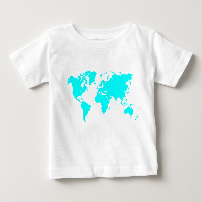 T-shirt Pour Bébé Carte du monde - Cyan (Devant)