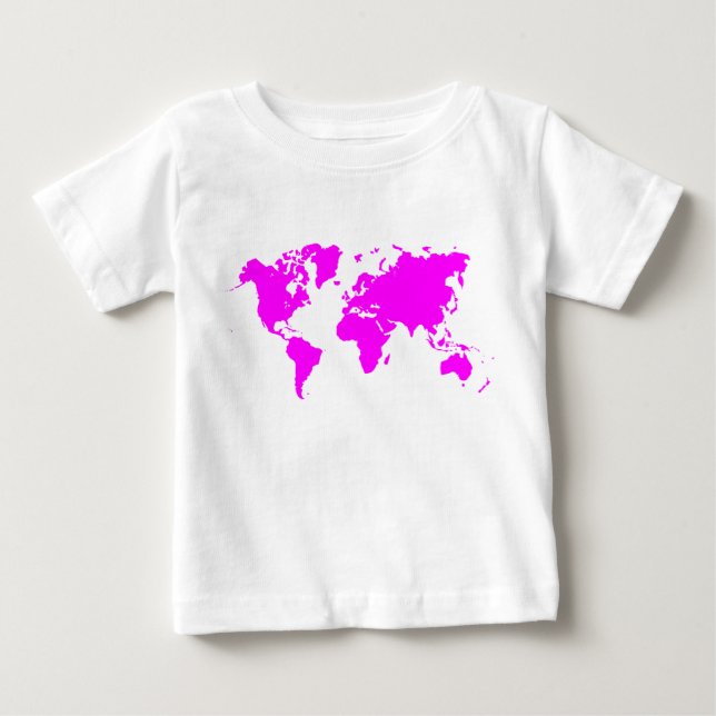 T-shirt Pour Bébé Carte du monde - Magenta (Devant)