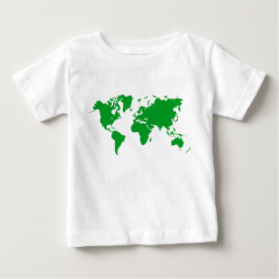 T-shirt Pour Bébé Carte du monde - Vert d'herbe