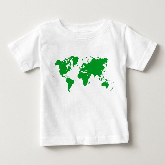 T-shirt Pour Bébé Carte du monde - Vert d'herbe (Devant)