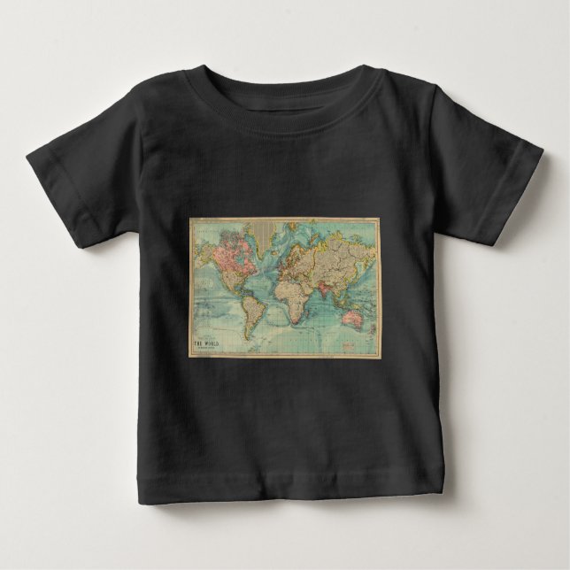 T-shirt Pour Bébé Carte du monde vintage (Devant)