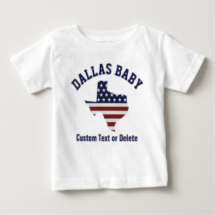 T-shirt Pour Bébé Carte du Texas   Drapeau Patriotique USA   Ville o