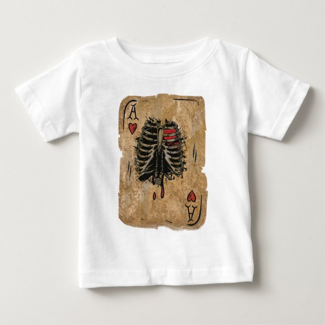 T-shirt Pour Bébé Carte squelettique de cage thoracique de coeurs (Devant)
