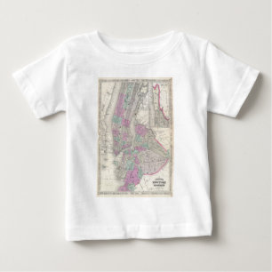 T-shirt Pour Bébé Carte vintage de NYC et de Brooklyn (1866)