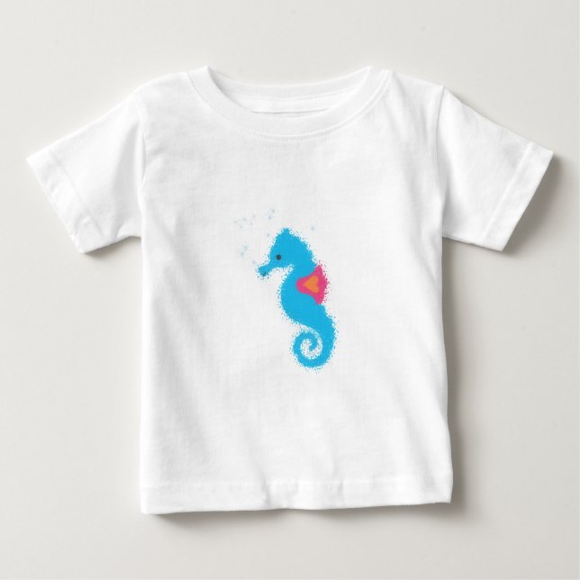 T-shirt Pour Bébé Carton bleu Seahorse (Devant)