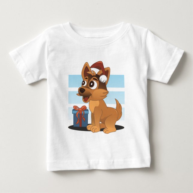 T-shirt Pour Bébé Carton de berger allemand mignon (Devant)