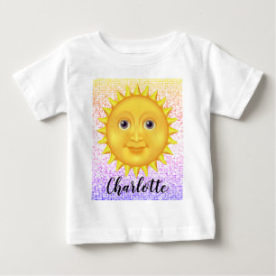 T-shirt Pour Bébé Carton mignon Soleil souriant avec Bumblebee doux
