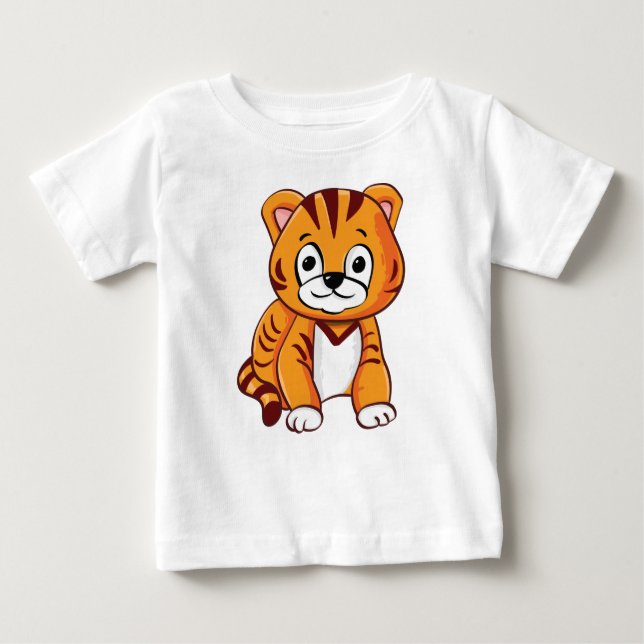 T-shirt Pour Bébé Cartoon de bébé tigre (Devant)