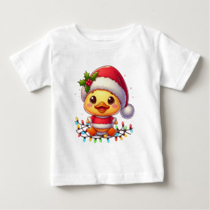 T-shirt Pour Bébé Cartoon de canard de Noël Père Noël-68362