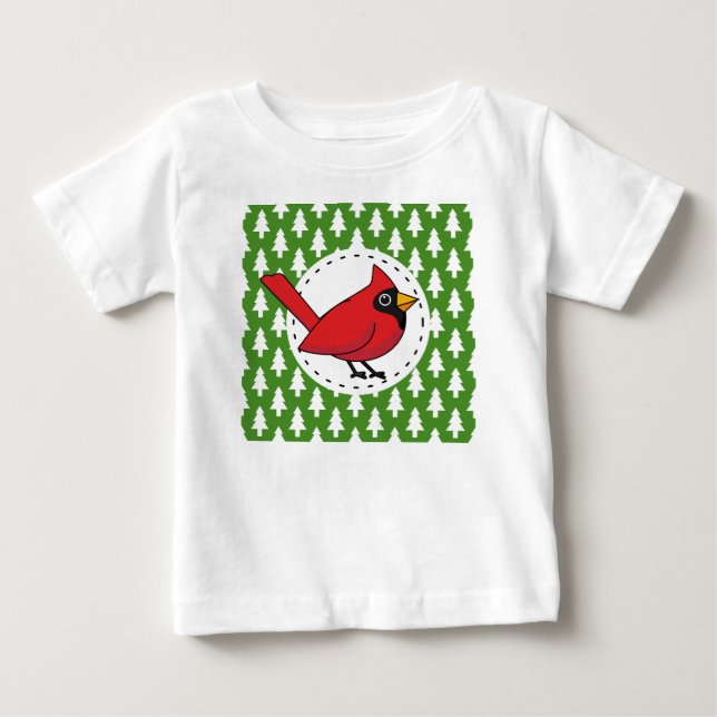 T-shirt Pour Bébé Cartoon Red Cardinal (Devant)